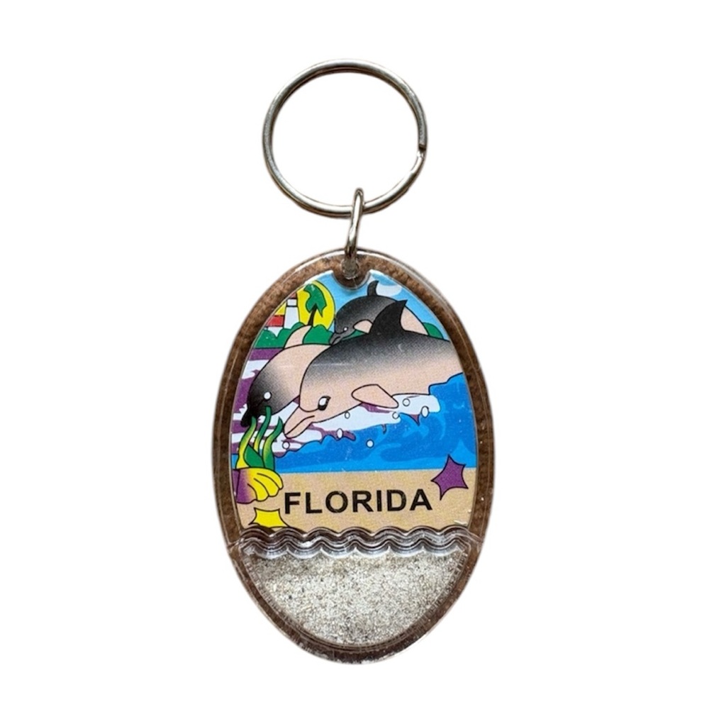 Florida Dolphin Keychain With Real Sand